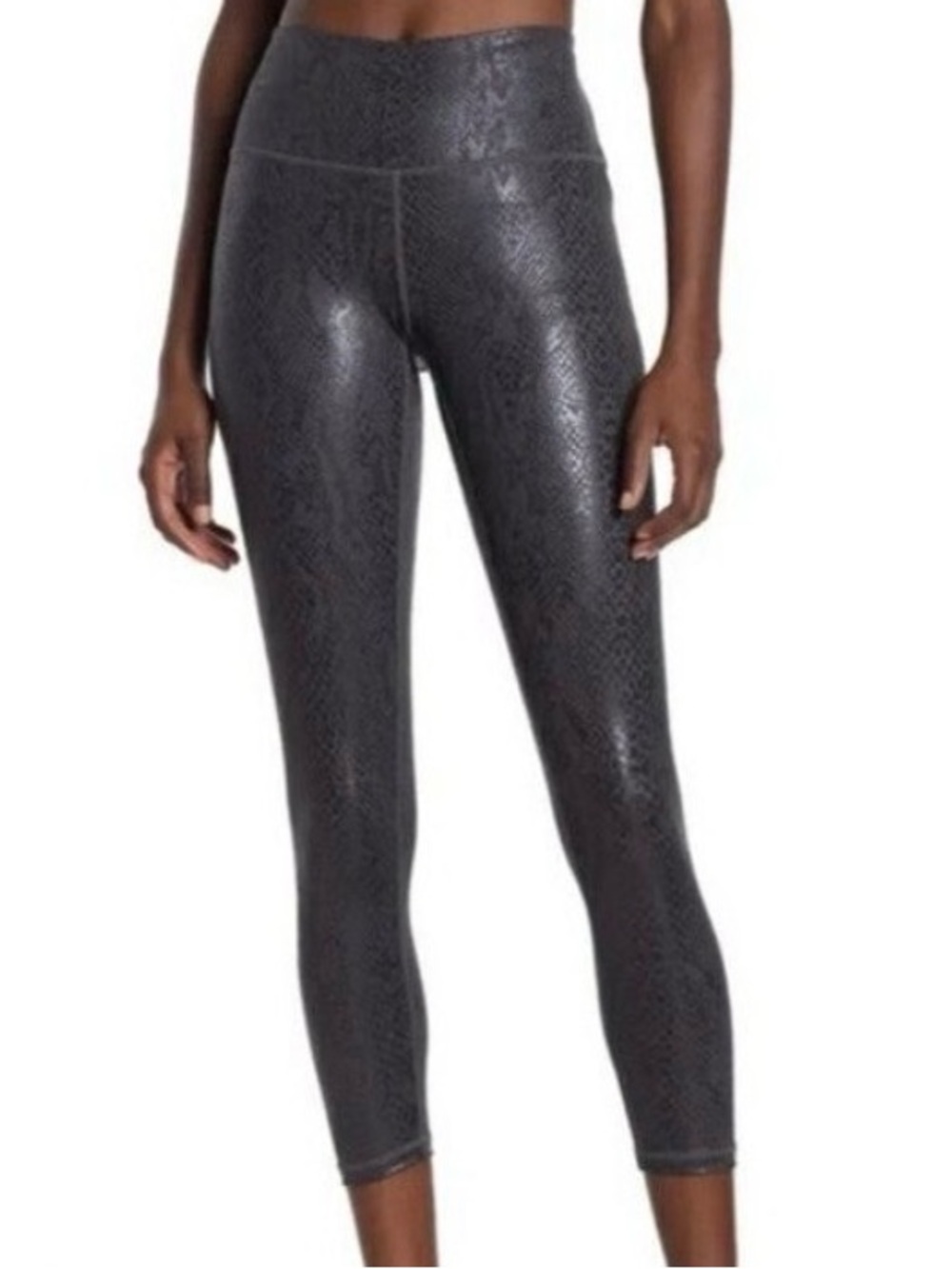 Zella Shimmer Black Snakeskin-Print High-Waist Leggings